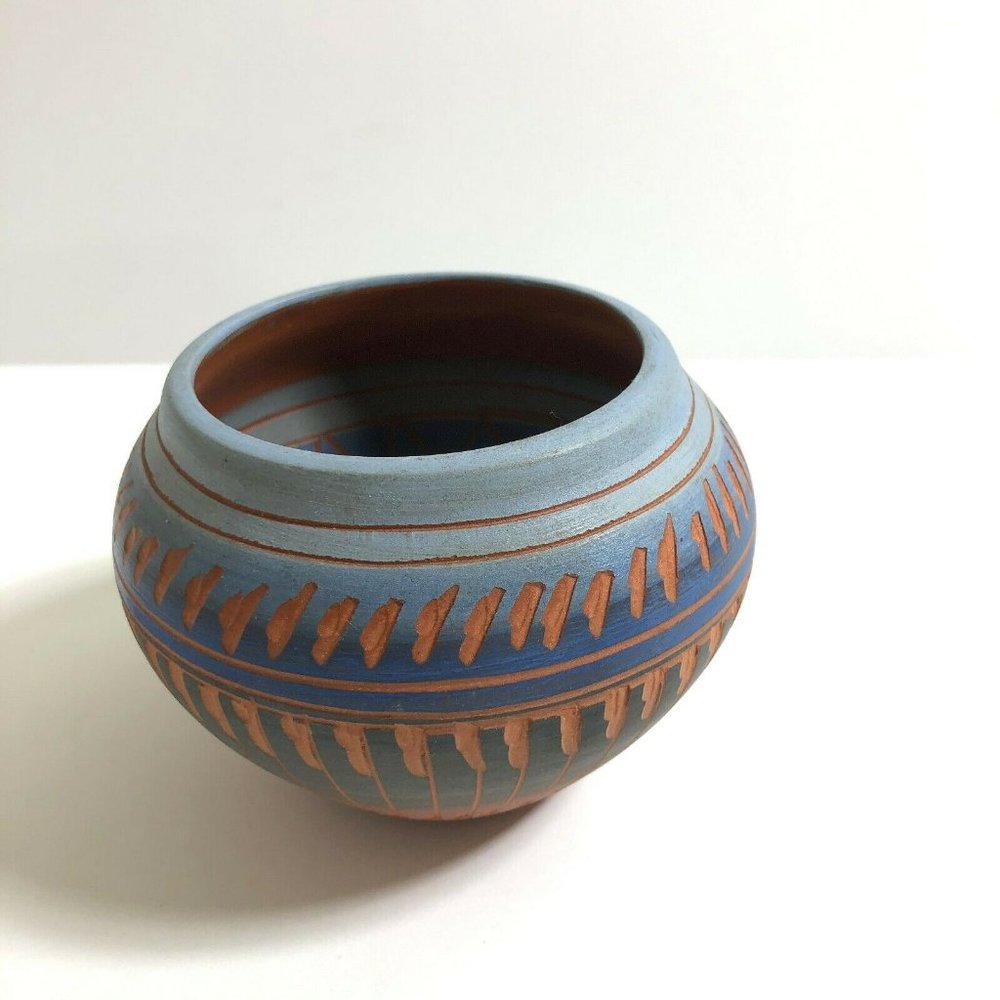 Native American Indian Hand Painted and Etched Sma